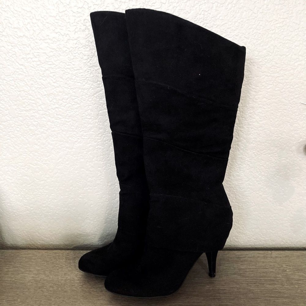 Fergalicious Black Suede Stiletto Boots 8
